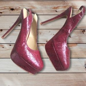 Justfab red platform pumps